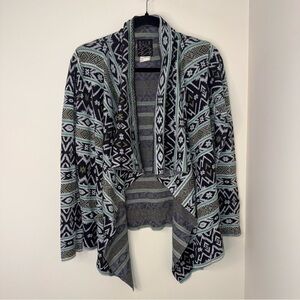 Billabong Aztec Woven Kimono – 2010s Boho Classic, Size S Geometric Cardigan